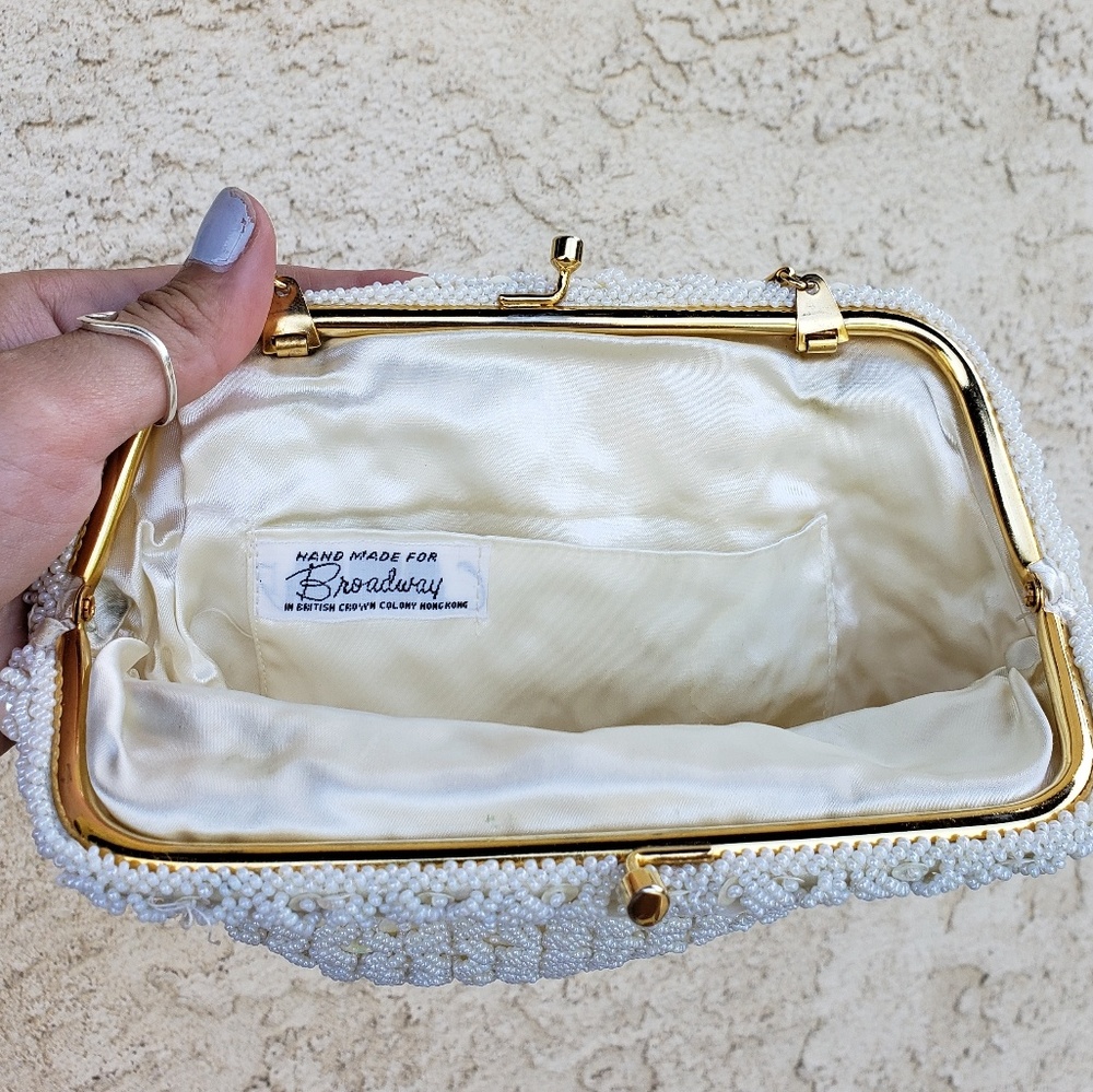 Vintage 1950s White Beaded Purse - Picture 2 of 7
